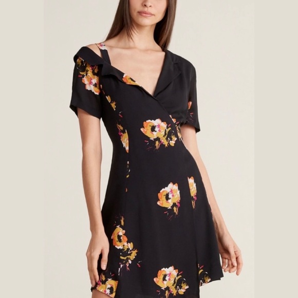 ALC lucia silk dress black florals - Picture 1 of 9